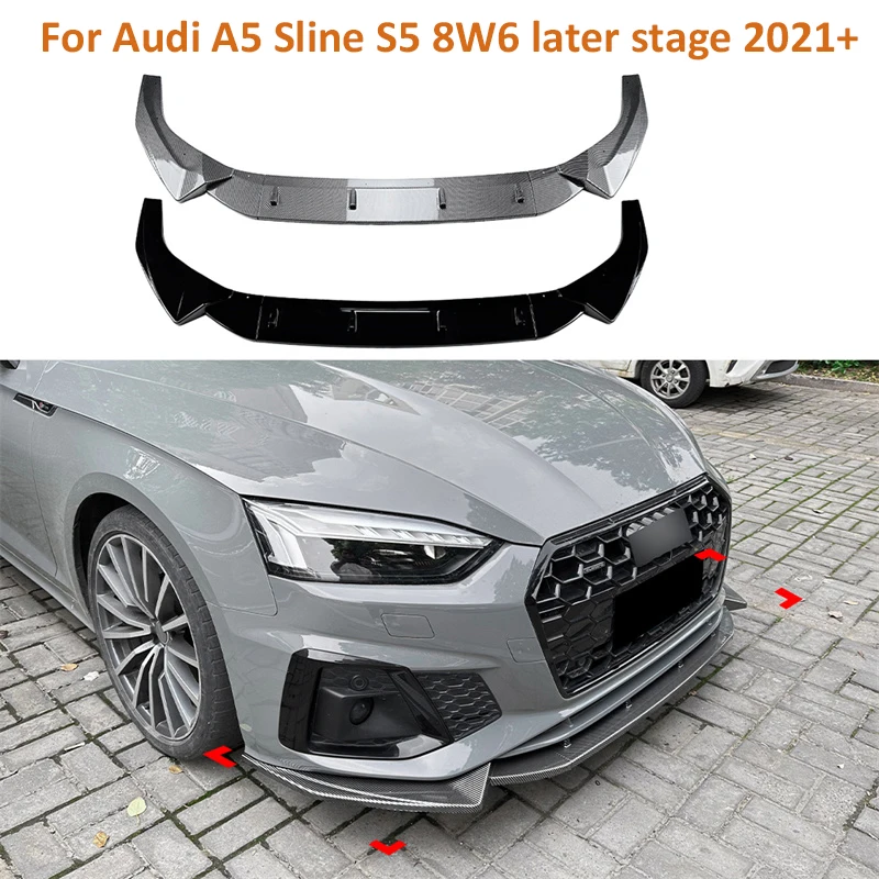 

Car Front Lip Bumper Splitter Diffuser Body Kit Protector For Audi A5 Sline S5 8W6 2021 + Spoiler Guard Deflector Lips Covers