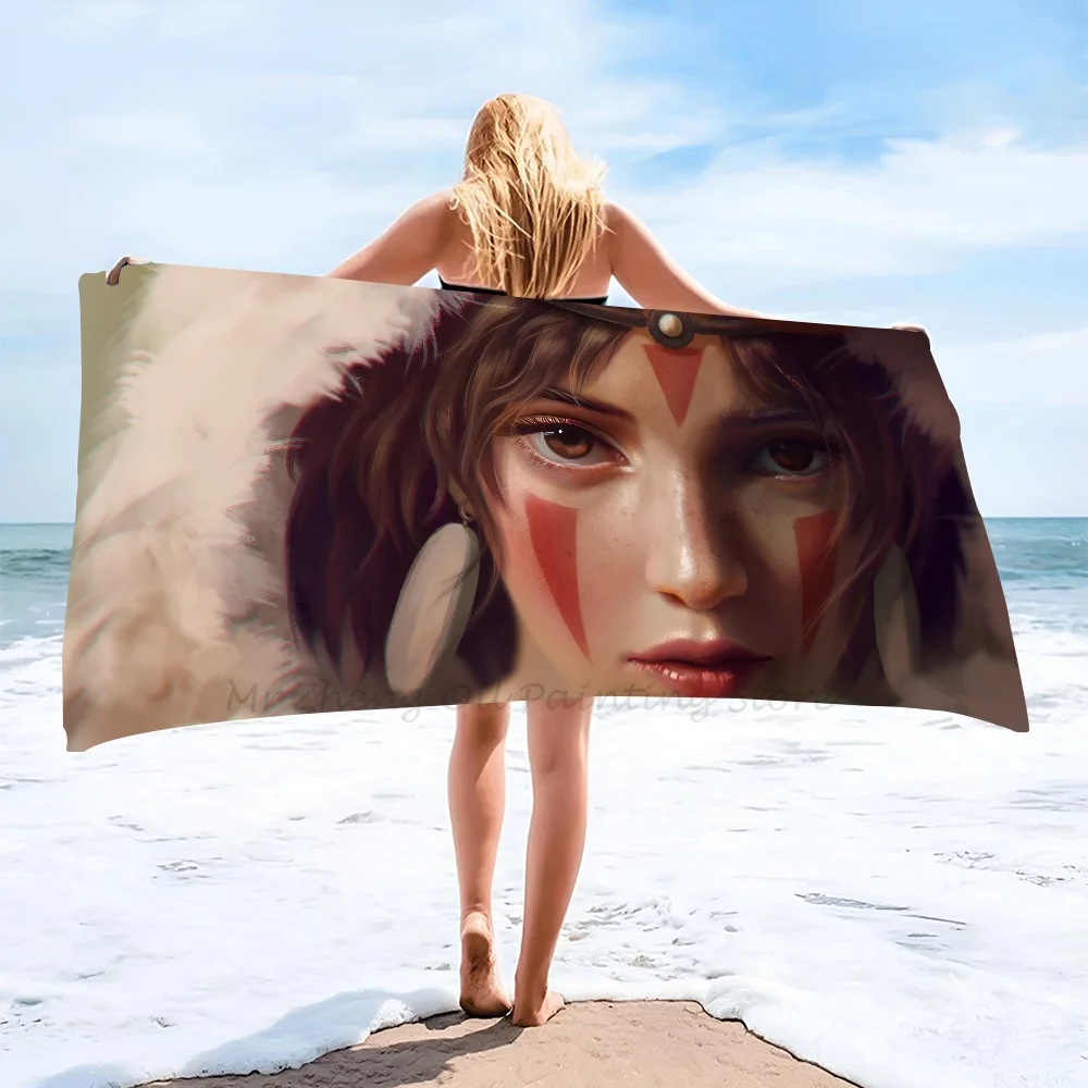 

1PC Anime M-Mononoke H-Hime Towel Microfiber Beach Towel Quick Dry Kids Beach Blanket Soft Unisex Camping Pool Towel