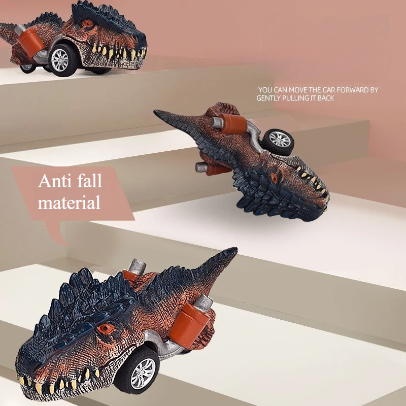 สมจริงมินิไดโนเสาร์ T-Rex ดึงกลับรถแข่งยางสนุกของเล่นเด็กที่มีสีสัน Dino-Temed Cars รถแข่ง Cool Stuff
