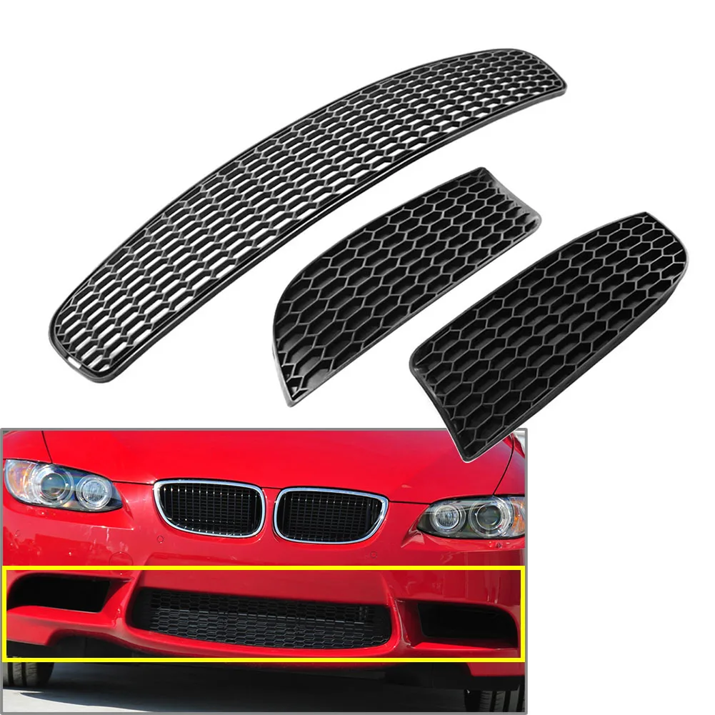 

Car Front Bumper Lower Grille Fog Light Grill Set Black ABS Plastic For BMW 3 Series E90 E92 E93 M3 Style 2009 2010 2011 3Pcs