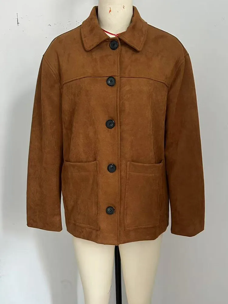 

HH женская осенне-зимняя модная винтажная куртка с карманами и лацканами, женская уличная повседневная универсальная куртка с длинными рукавами