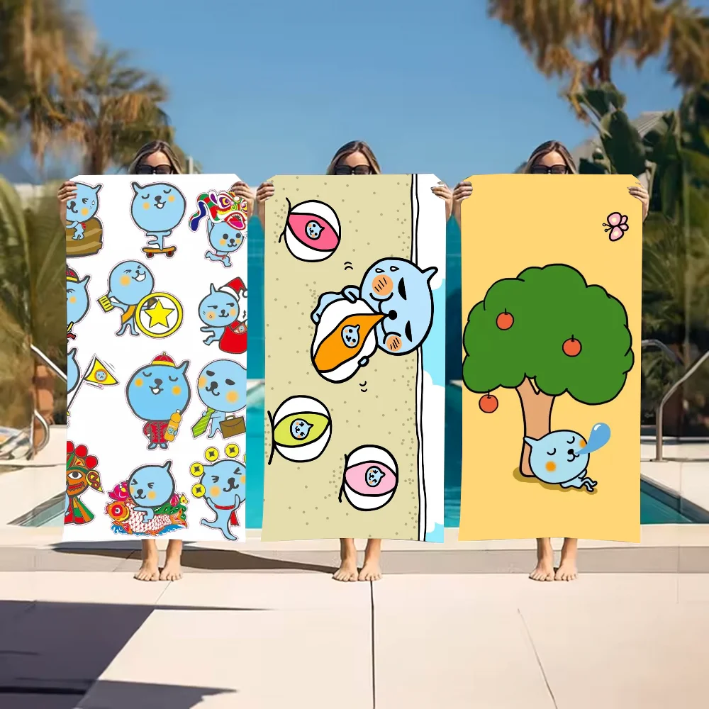 Toalla Qoo de Anime, toalla de playa de gran tamaño para viajes al aire libre, Camping, toallas absorbentes, natación de verano