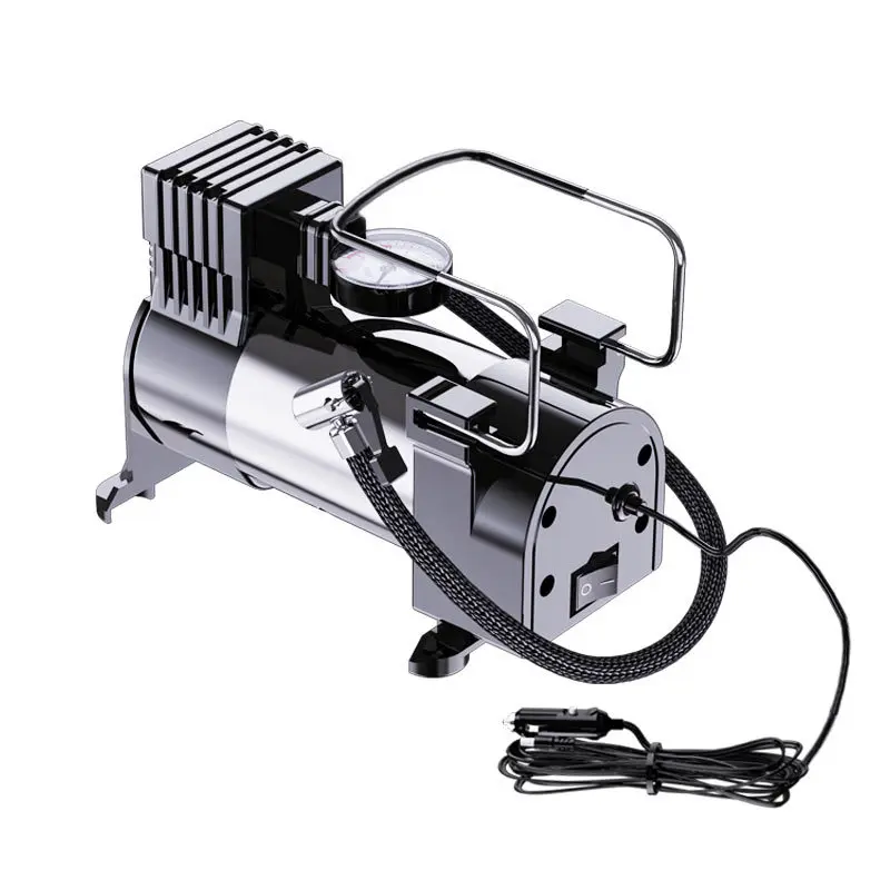 車用圧力計付き電動タイヤインフレーター,エアコンプレッサー,ポータブル,金属,頑丈,デラックス,12v
