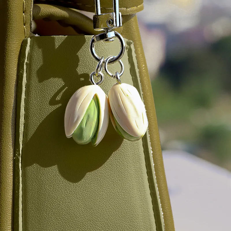 Unique Design Creative Food Series Pistachio Keychain Personalized Backpack Pendant Jewelry Simulation Food Stereoscopic Jewelry