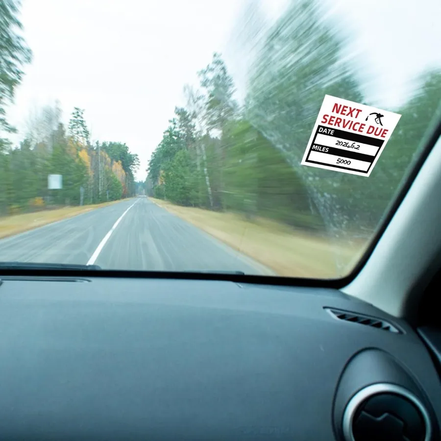 ملصقات تذكير لخدمة Mnce التلقائية لتغيير الزيت 100 قطعة تحريك لفة EasyPeel بدون بقايا سهلة الكتابة على بلا 2 × 2 بوصة #5