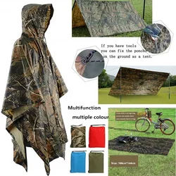 3 in 1 Multifunctional Raincoat Backpack Rain Cover Hiking Cycling Poncho Waterproof Tent Outdoor Camping Shade Tent Picnic Mat