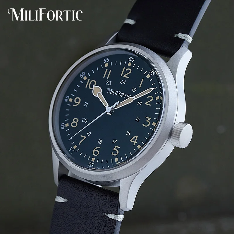 

Milifortic Field Watches 38mm Sapphire Crystal Leather Retro Luminous 100M Waterproof Stainless Steel VH31 Quartz Wristwatches