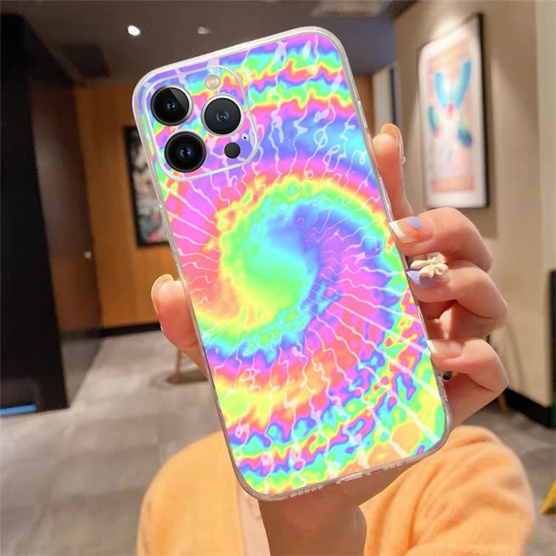

Phone Case For iphone 17 Air 17 16 Pro Max 15 14 13 Pro Max 15 16 Pro 15Plus Tie Dye Pattern Batik Rainbow