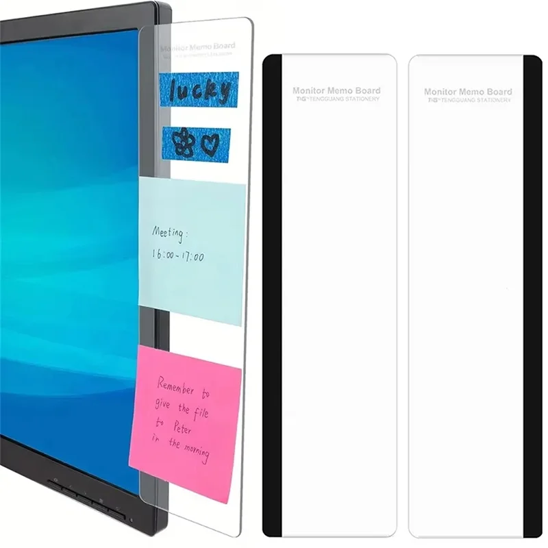 1 Pcs Memo Board Clip Computer Monitor Left/Right Sticky Note Holder Message Panel Office Desk Accessories Home Supplies Use Set