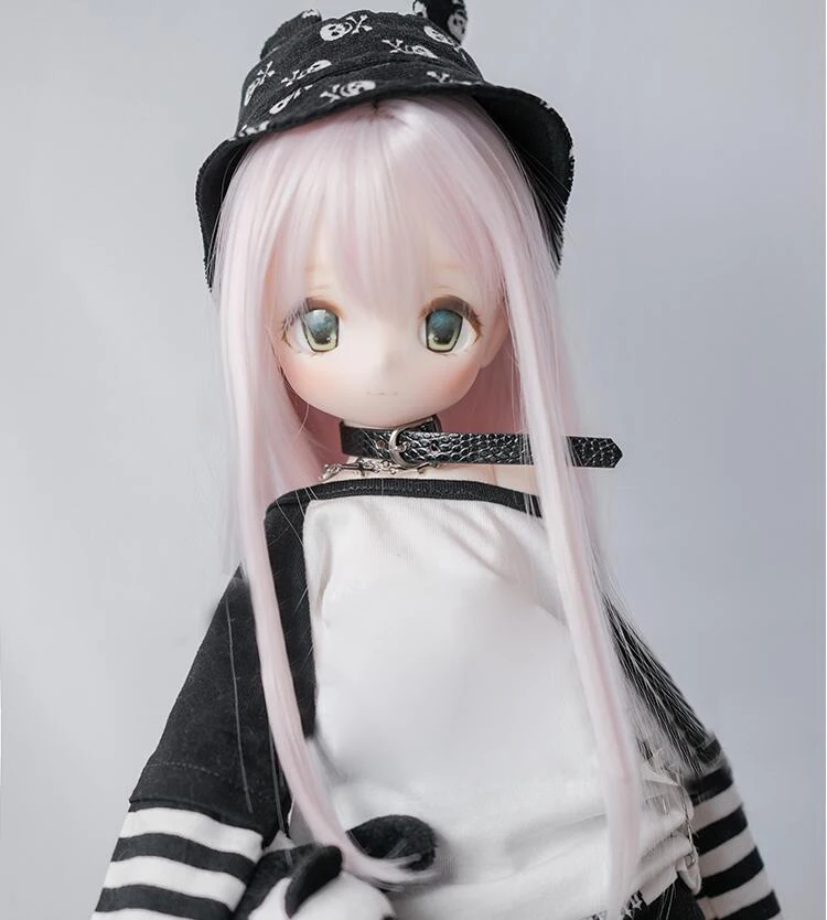 D04-A999 children toy BJD DD SD MSD 1/3 1/4 doll Accessoriess wig grey white Thin bangs long straight hair 1pcs