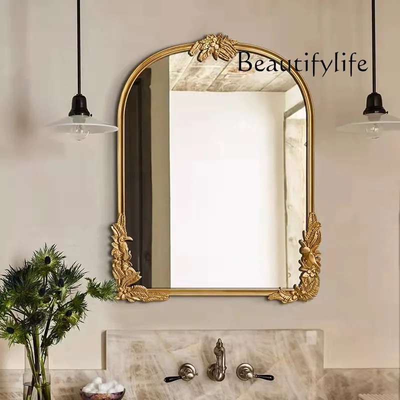 Living room retro decorative carved mirror simple wall-mounted floor mirror