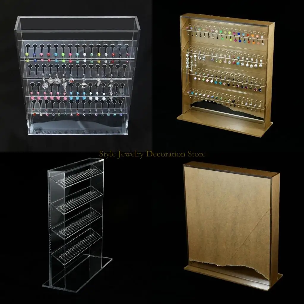

D46E Transparent Jewelry Display Stand Accessories Holder Earrings Necklaces Ring Showcase Board for Retail and Home Use