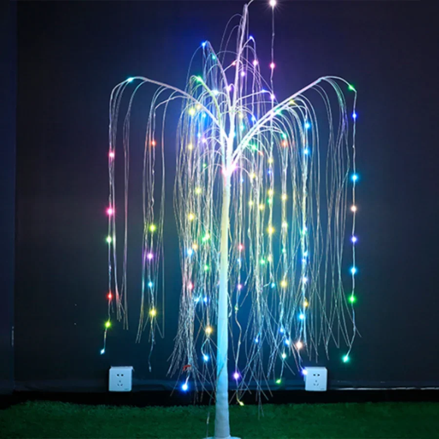 Imagem -05 - Artificial Tree Christmas String Fairy Light Rgb Lighted Willow Tree Decoração 18 Cores Temporizador Remoto 1.2 m 1.5 m 2.1m