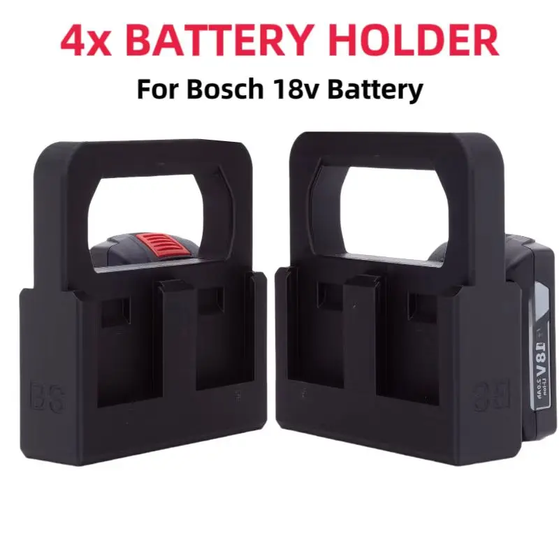 

4x Battery Basket Carrier Caddy Holder For Bosch 18v With Storage Compartment（No Batteries）