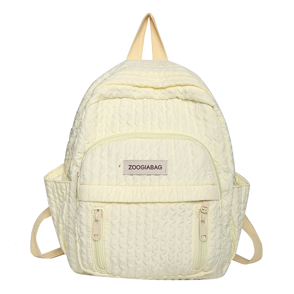 Zaino per studenti Borsa da scuola in nylon tinta unita Pieghe multitasche Leggero Resistente ai graffi Gioco all'aperto regolabile