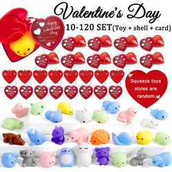 Valentine Mochi Squishies with Heart Boxs Cards Mini Animal Stress Relief For Classmate Valentine's Exchange Gifts