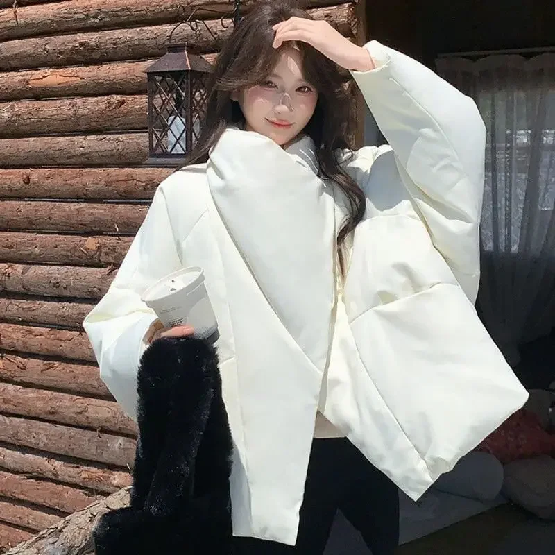 Autumn Winter New Fashion Korean Version Casual Design Loose Fitting Bread Jacket Large Collar Short Cotton Jacket for Women