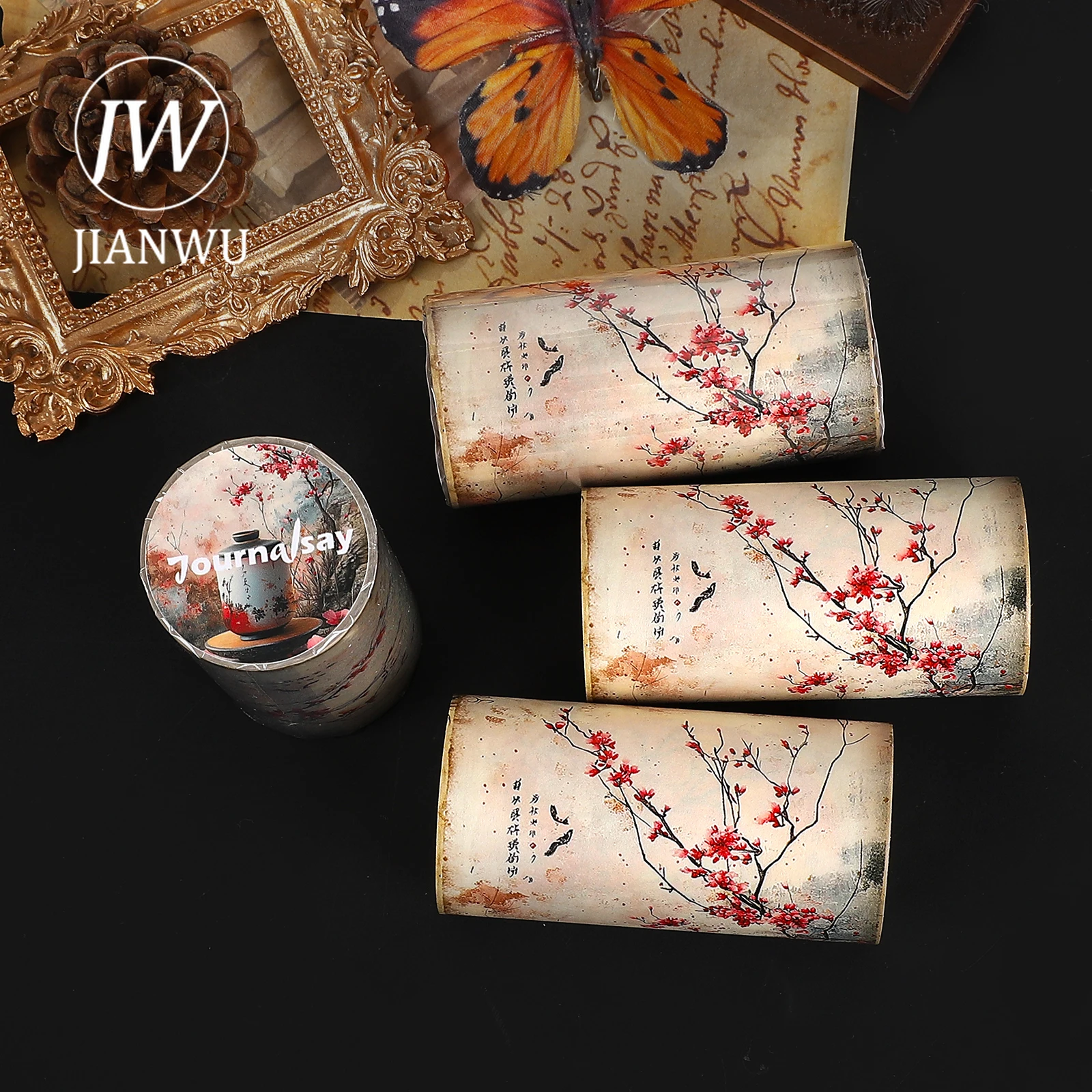 JIANWU 80 مللي متر * 205 سنتيمتر أزهار الكرز خمر شخصية المشهد المواد الكولاج سجل القصاصات اشي الشريط الإبداعية مجلة القرطاسية
