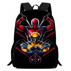 Marvels Deadpools & Wolverines Kids Backpacks Boy Girl Student Birthday Gift School Bags Large Capacity Camping Durable Rucksack