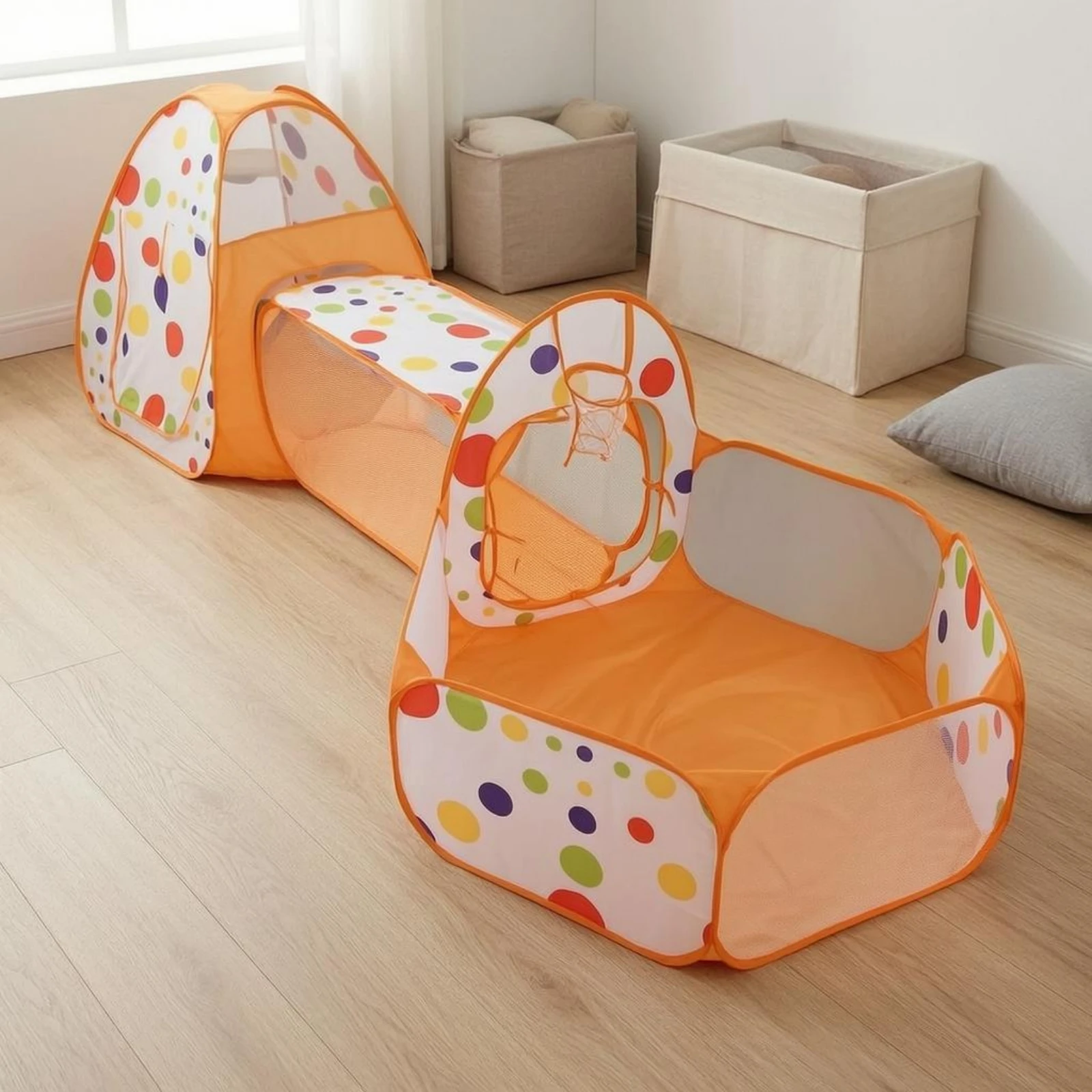 3 Pieces 3 in 1 Play Tent Set Foldable Play Tent Tunnel Set Kids Adventure Playhouse Tool Tool-Less Assembly Indoor Outdoor
