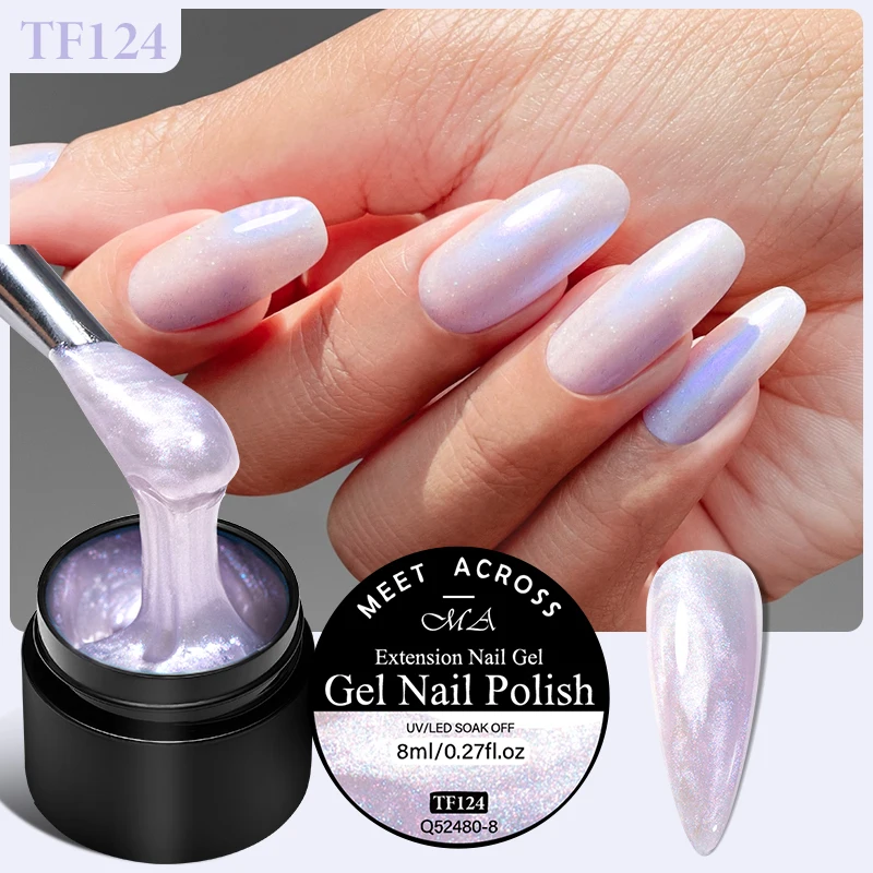 MEET ACROSS 8ml Aurora Extension Gel Nail Polish Blue Pink Purple Nail Art Gel Semi Permanent UV LED Gel For Nails Extension DIY