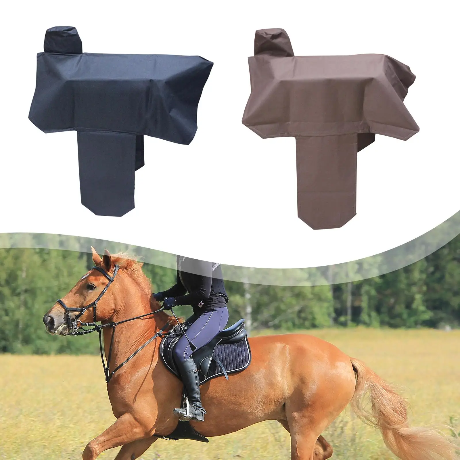 غطاء سرج الحصان، أربطة مرنة، غطاء حماية مقاوم للتآكل، قابل للغسل، ناعم مقاوم للماء، قماش أكسفورد، حماية السرج #1