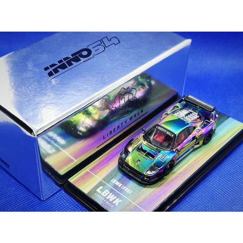 Inno 1:64 f40 branco lbwk corpo largo liga diecast modelo de carro coletar ornamentos brinquedos de presente
