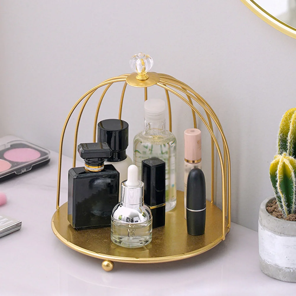 

Curler Wrought Iron Storage Rack Makeup Organizer Cosmetics Birdcage Desktop