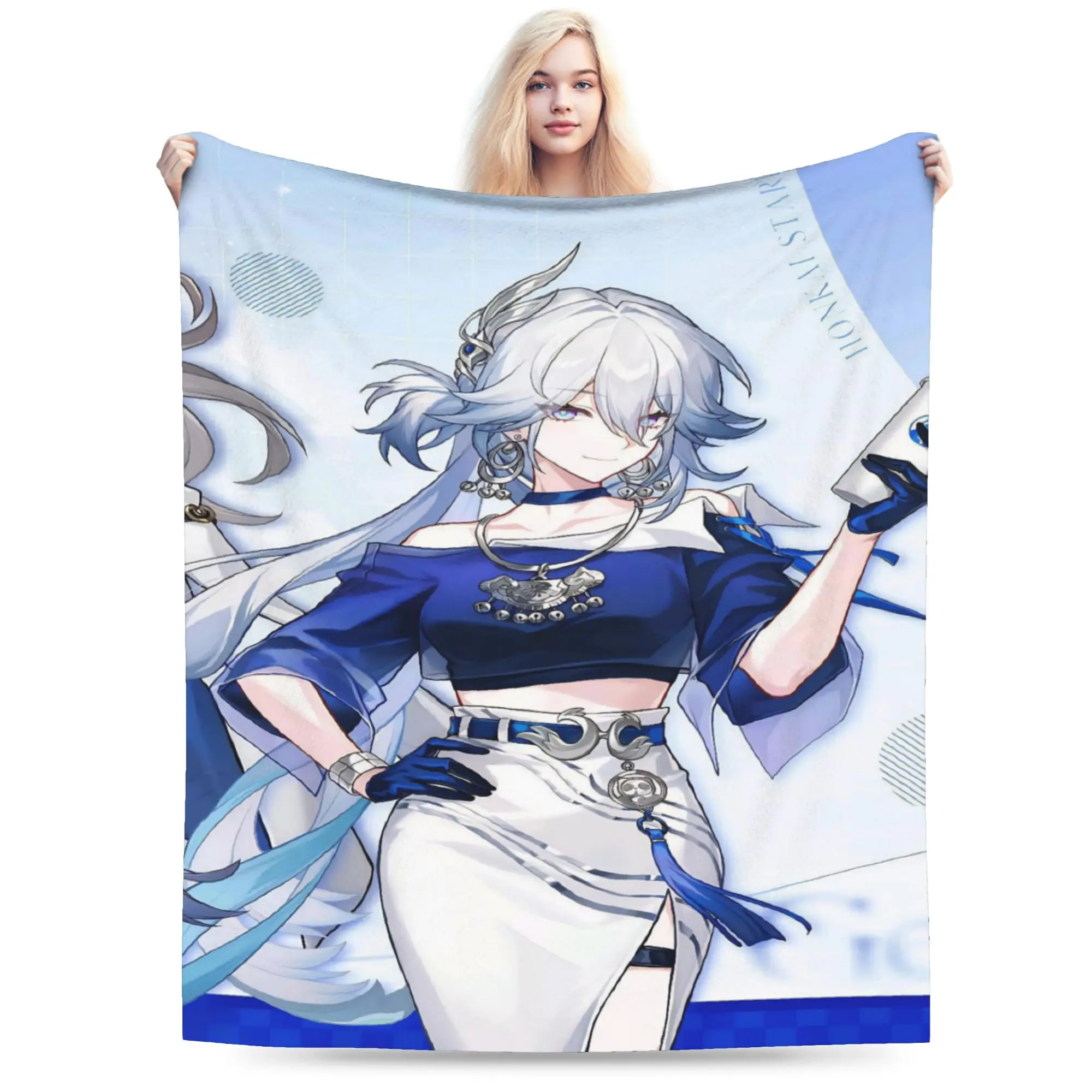 Relax Honkai Star Rail Blanket Stuff Room Decorative  Throw Blanket Super Soft Coral Fleece Plush for Office