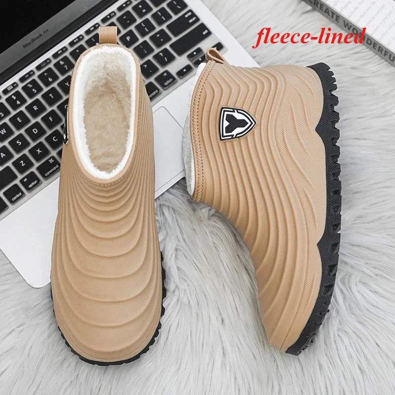 Warme Plüsch-Regenschuhe für Herren, Winter, rutschfest, wasserdicht, Outdoor-Wasserschuhe, Mode, Joker, Jugend, lässig, Waten, Camping, Regenstiefel