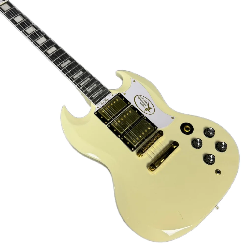 Work Fine Feel Comfortable Sound Super Great Milk Yellow SG Electric Guitar Rosewood Fingerboard Mahogany Body