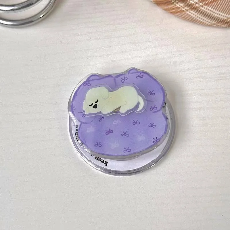 لطيف الكرتون دوران الأبيض جرو ل Magsafe المغناطيسي الهاتف قبضة توك حامل آيفون 17 16 15 شحن لاسلكي حامل #2