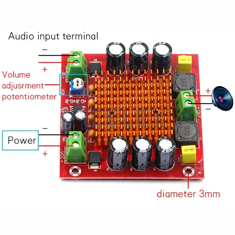 Digital Amplifier Board TPA3116DA TPA3116 150W D2 Mono Channel Power Audio XH-M544 DC 12V 24V