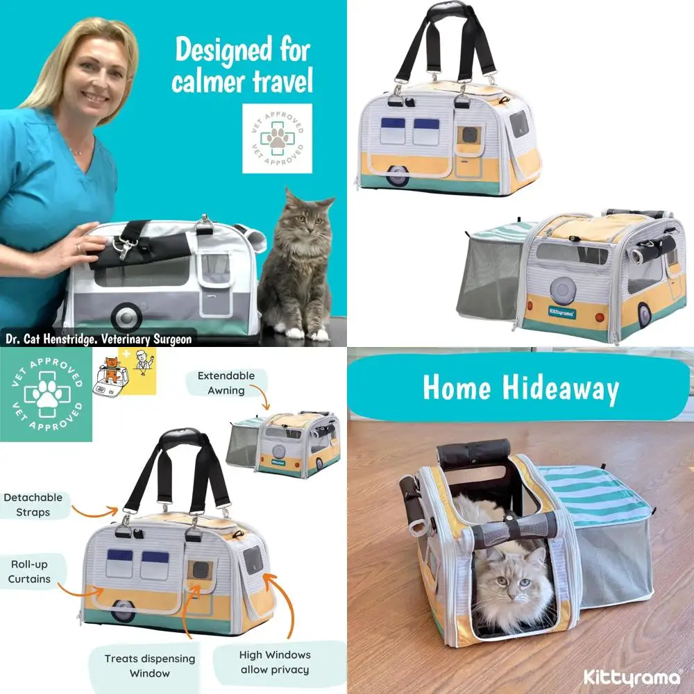

Vet-Approved 2-in-1 Soft-Sided Cat Carrier & Hideaway, Dual-Use Lounge, Airline-Approved for Under-Seat Travel