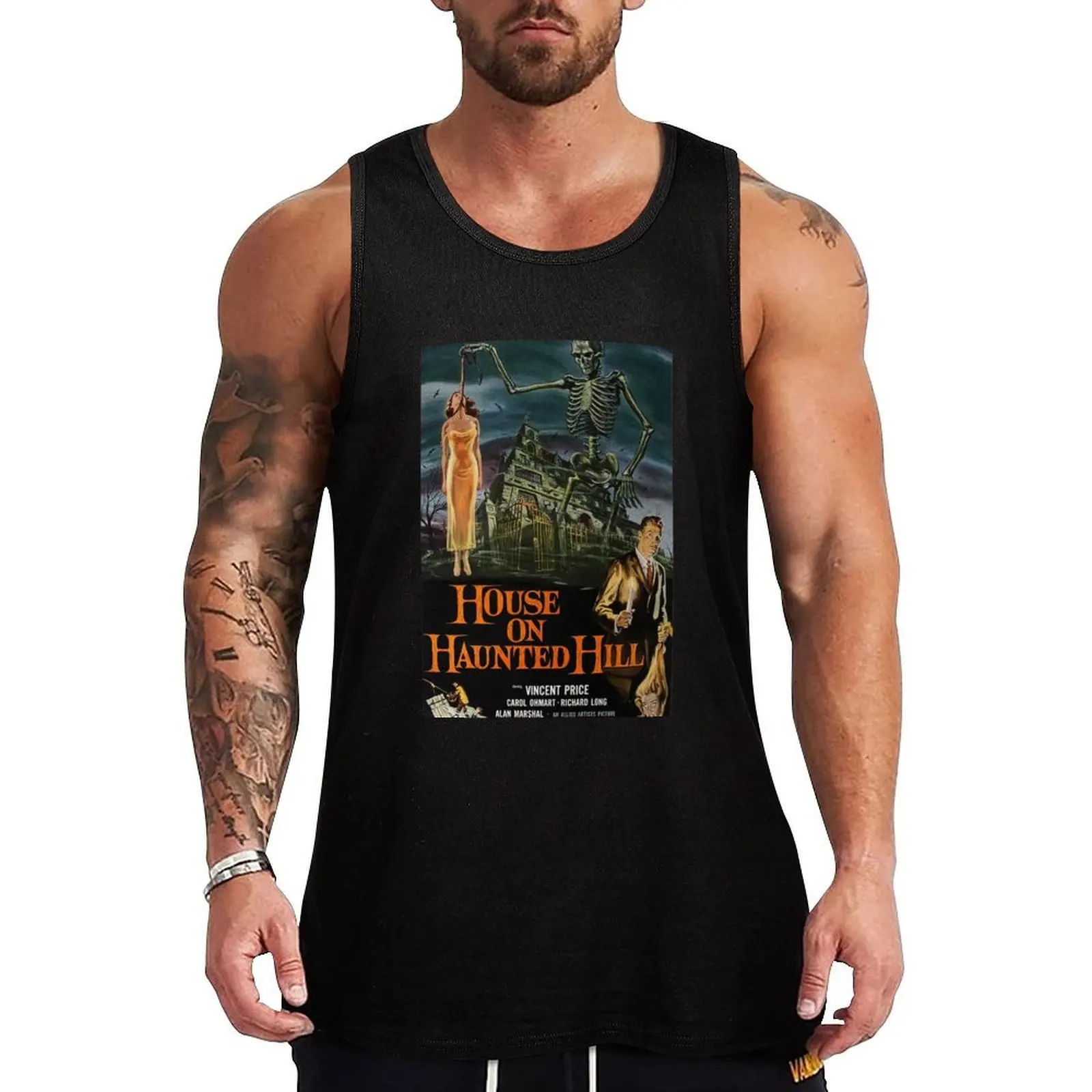 

House on Haunted Hill - Vincent Price Tank Top Bodybuilding shirt fitness Men's sleeveless gym shirts Men's gym t-shirts