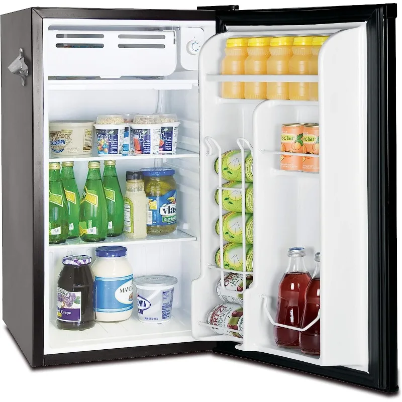 FRIGIDAIRE Retro Bar Fridge com abridor de garrafas lateral, preto, 3,2 Cu Ft, EFR376-Black