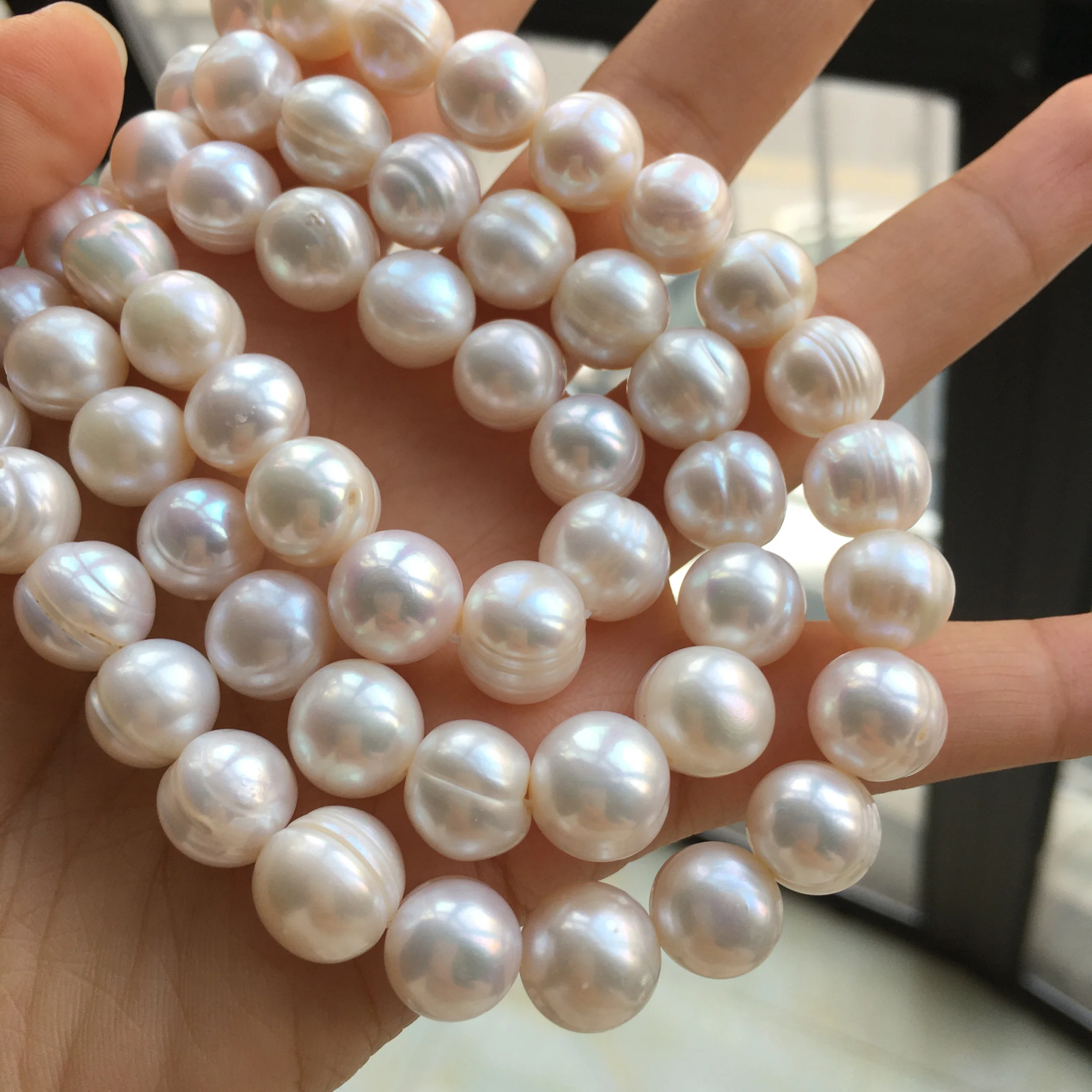 

3 rows/-1 row/necklace AAA grade 11-12mm natural Nanyang Baroque necklace 18-19-20 inch 925s
