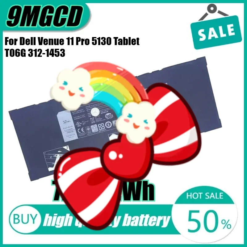 

7.4V 32Wh 9MGCD Laptop Battery for Dell Venue 11 Pro 5130 Tablet T06G 312-1453 451-BBIN VYP88 T8NH4 X