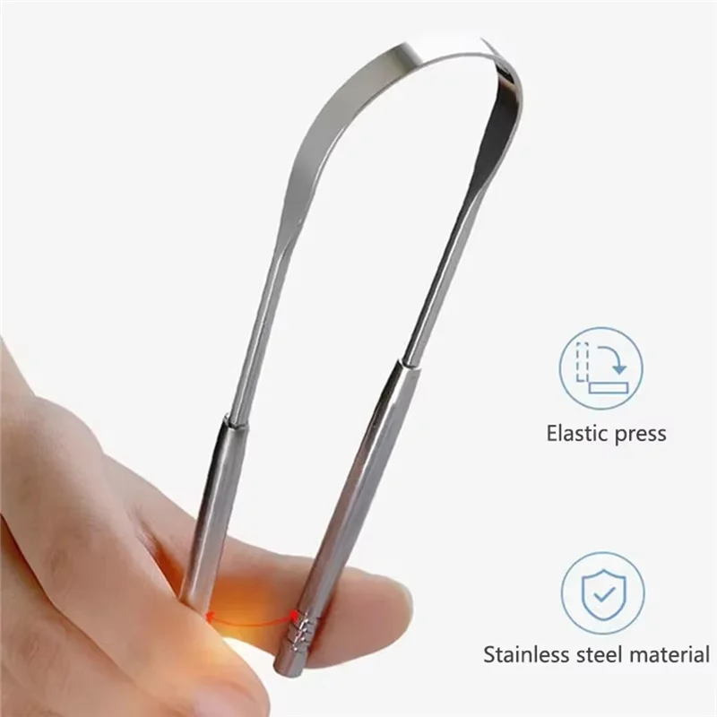 A05G-الفولاذ المقاوم للصدأ اللسان مكشطة نظافة السفر المحمولة حالة التنفس الأنظف مكشطة الفم تنظيف أداة