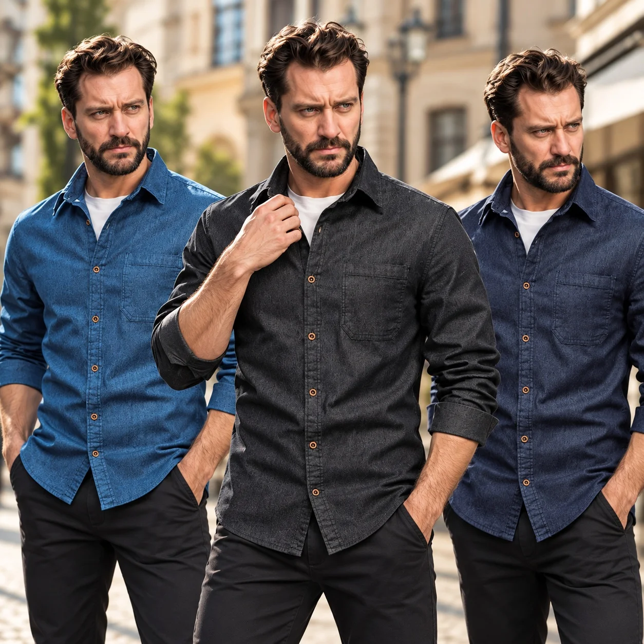 Patchwork Cardigan Coat with Notched Collar Long Sleeve Regular Thickness European and American Style Summer Daily Wear for Men