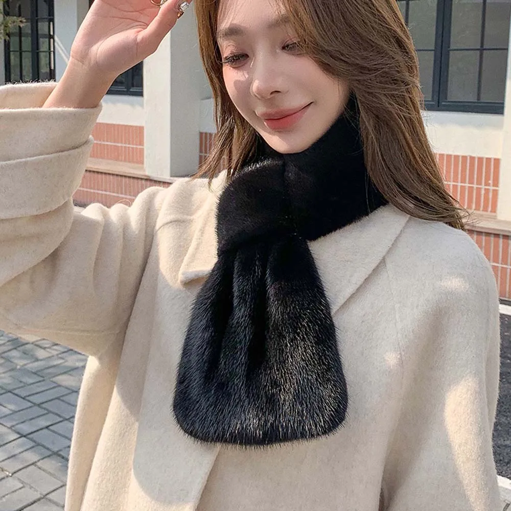 

Mink Fur Collar Scarf Women Keep Warm Thickening Mink Fur Winter Scarf Autumn Winter Real Mink Fur Plush Scarf