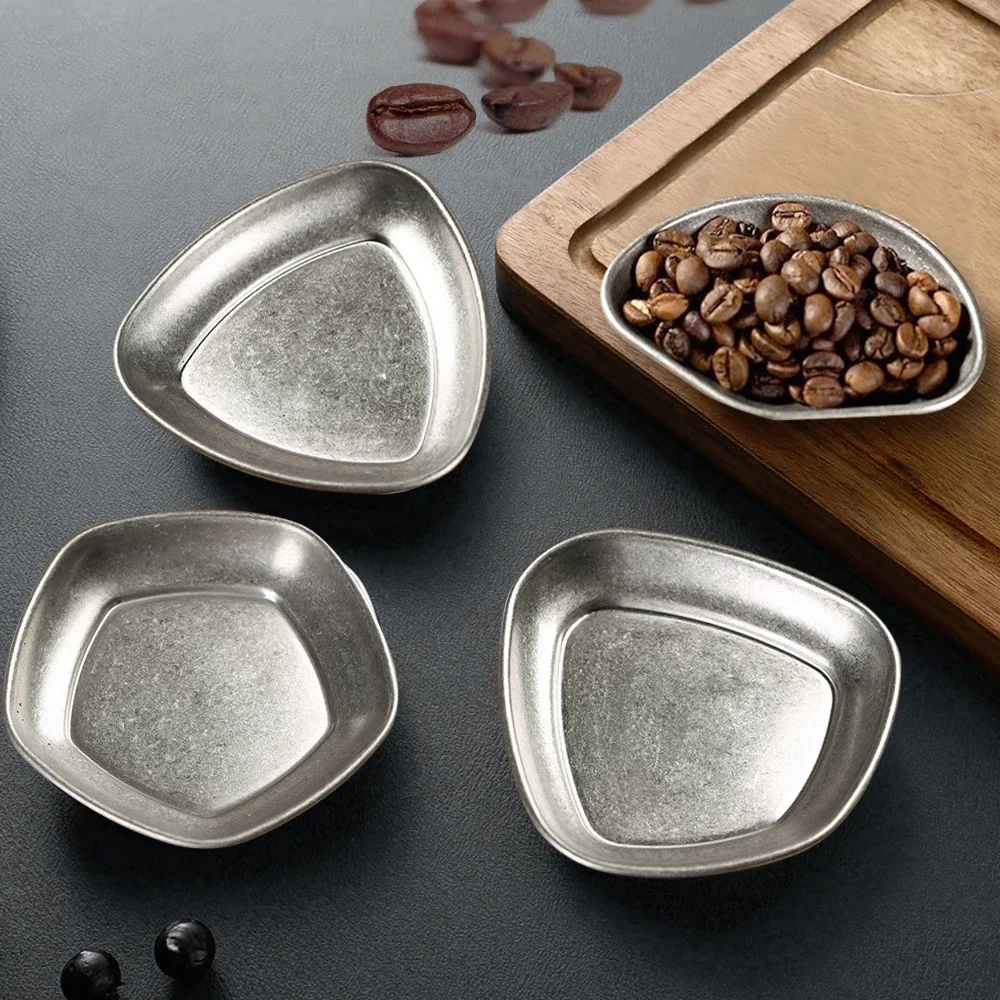 Coffee Bean Weighing Plate Stainless Steel Sauce Dish Plate Irregular Shape Storage Tray Kitchen Coffee BeanDose Tray Dosing Cup