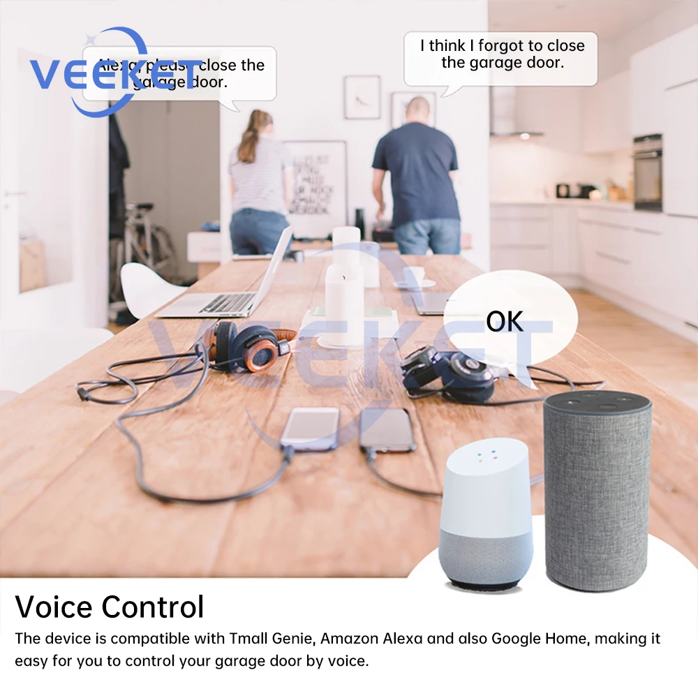 Smart Garage Türöffner DC5V Handy Fernbedienung Tuya Smart Life App Controller Unterstützung Alexa & Google Assistent Keine Hub erforderlich