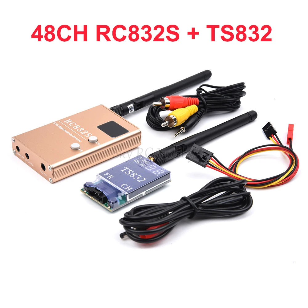FPV 5.8Ghz 600mW 48CH Wireless AV A/V transmitter receiver TS832 RC832 RC832S Tx Rx Set for Professional RC Racing Drones Plane
