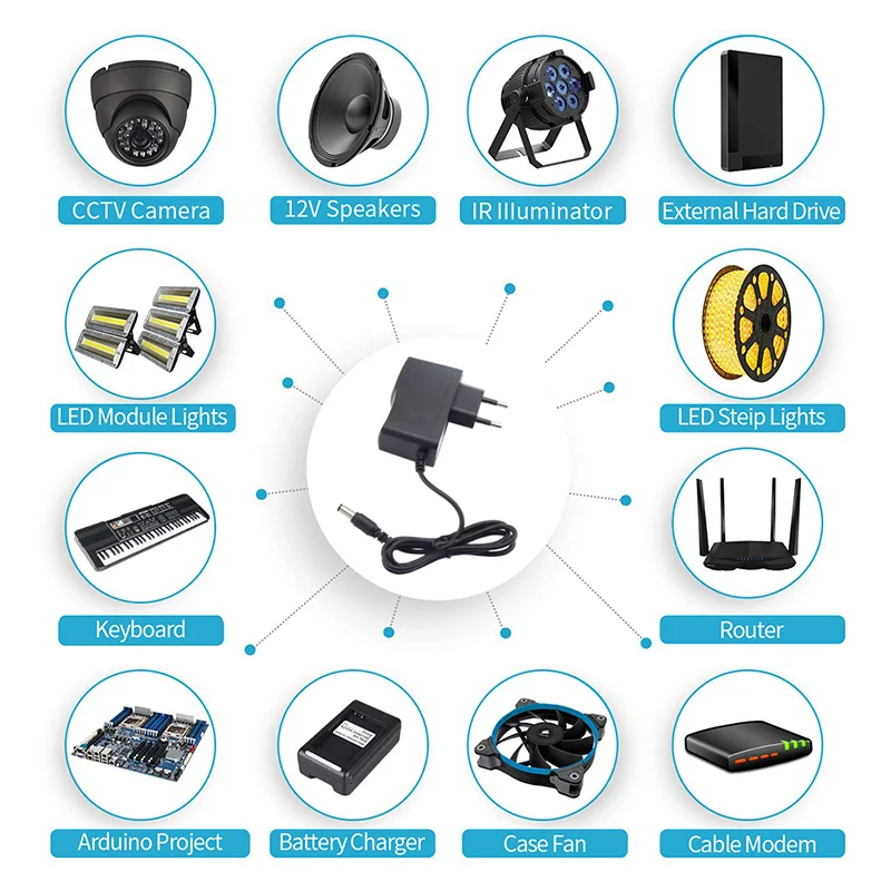 Fuente de alimentación universal para tira de luces LED, adaptador de cargador de 15V y 1A, CA 110V y 220V, enchufe universal europeo y