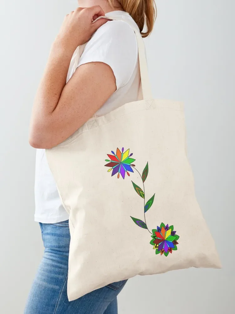 

Rainbow Florals Tote Bag Big bag women cute tote bag canvas shopping supermarket folding