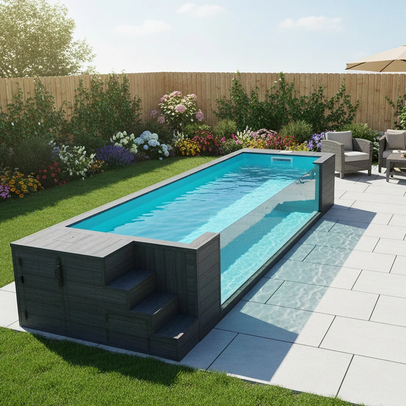 Container Pool 40ft 20ft Quality Shipping Swimming Pool Prefab Modular Above Ground Anti Slip Stairs Included For Easy Access