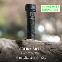 SOFIRN SR15 Rechargeable Flashlight 4500lm Super Bright Long Beam Distance EDC Torch for Camping Fishing