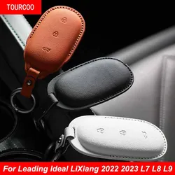 For Leading Ideal LiXiang L7 L8 L9 2022-2024 Car Leather Key Buckle Case Stereoscopic Keychain The Original Car Matching Color