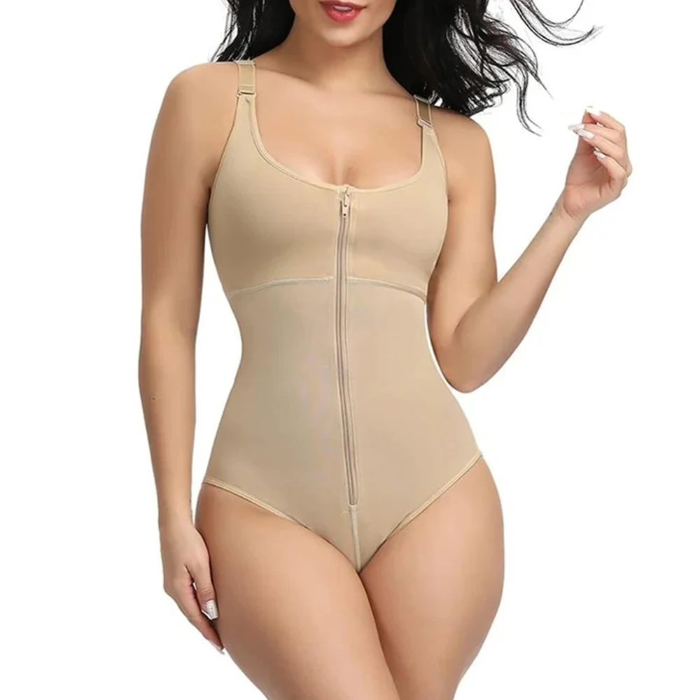 

Women Shapewear Bodysuit Straps Tummy Control Waist Trainer Cincher Body Shaper Zipper Postpartum Recovery Hip Lifter Underwear